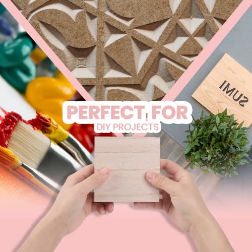 (12-Pack) - 4” x 4” Wooden Blocks for Crafts - 1-Inch Thick Square MDF Blocks - Smooth Surface with Wood Grain Pattern - Highly Customizable Blank Wood Squares - size: 4 x 4 x 1" (12 Pack)