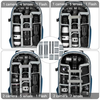 TORIBIO Large Hardshell Camera Backpack DSLR/SLR/Mirrorless Photography Bag - color: Blue