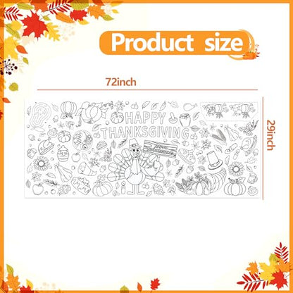 Thanksgiving Coloring Paper Tablecloth, 30 x 72 Inch - color: Thanksgiving