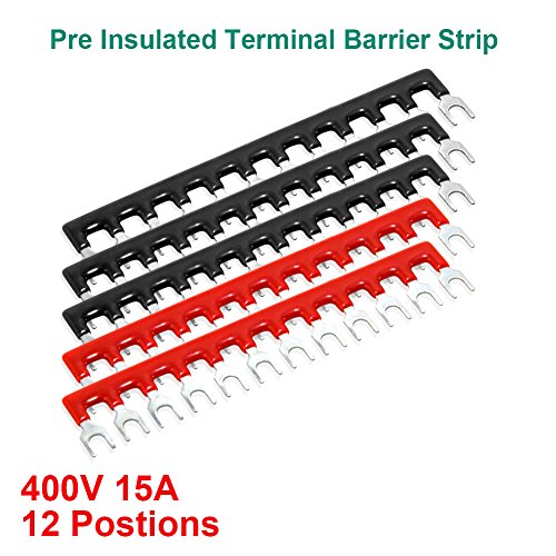Terminal Block, 12 Circuits 600V 15A Dual Row Screw Terminal Strip, 5 Sets - size: 15A 12P+5pcs Jumpers