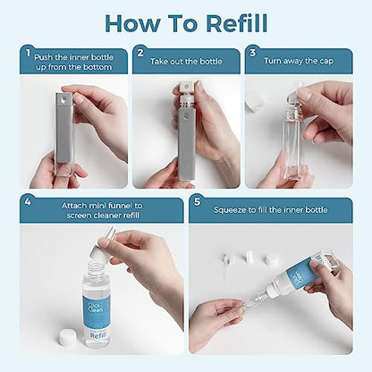 CLICK CLEAN Screen Cleaner Kit, 2 Cleaning Sprays with 4 oz Refill - size: 2 L116T Screen Cleaner Refill Kits