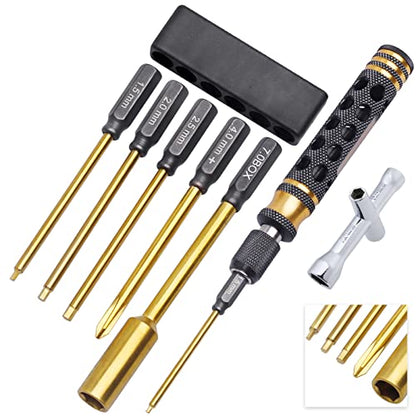 Titanium Hexagon Screwdriver Allen Wrench Hex Nut Driver Phillips Bit RC Tool Kit for Multi-Axis FPV Racing Drone RC Quadcopter Car Modeling Robot