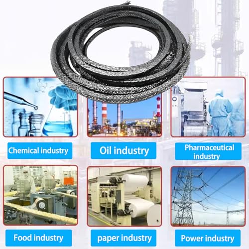 Flexible Graphite Braided Compression Packing ，for Pump Valve or Mechanical Seal 3/16" x 3/16", 10 feet - size: 3/16", 10 feet