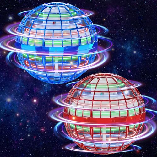 2PCS Flying Orb Ball 2026, Galaxy Cosmic Fly Ball Boomerang - color: Blue+red
