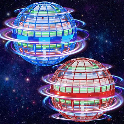 2PCS Flying Orb Ball 2026, Galaxy Cosmic Fly Ball Boomerang - color: Blue+red
