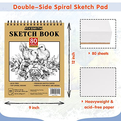 FIXSMITH 9"X12" Sketch Book, 100 Sheets, 68 lb/100gsm Sketchbook, 2 Pack - color: Tan, size: 9"x12"-2 Pack