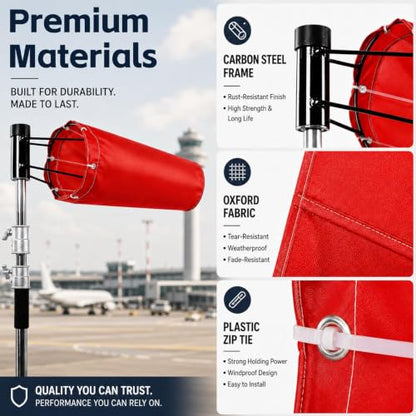 8 in x 36 in Airport Windsock Pole Kit, Red Windsocks