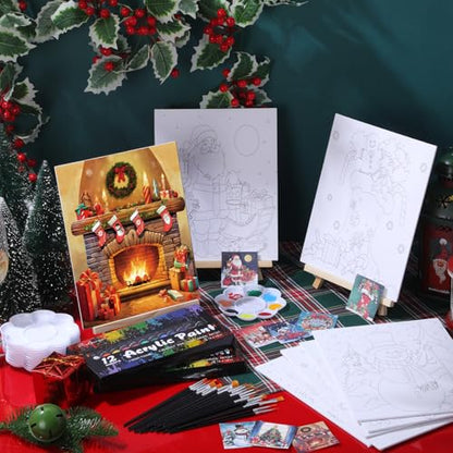 Cholemy 36 Pcs Paint and Sip Kit Gift for Adults 8''x10'',Christmas A - style: Christmas A