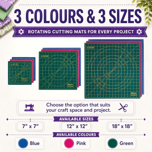 The Quilted Bear 7" x 7" Rotating Self-Healing Cutting Mat, Green - color: Green, size: 7"L x 7"W