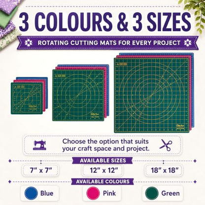 The Quilted Bear 7" x 7" Rotating Self-Healing Cutting Mat, Green - color: Green, size: 7"L x 7"W