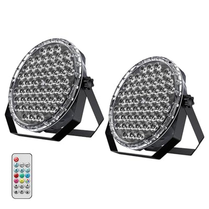 Betopper 54x1W RGB LED Stage DJ Par Lights with Remote Control, 2 Pack