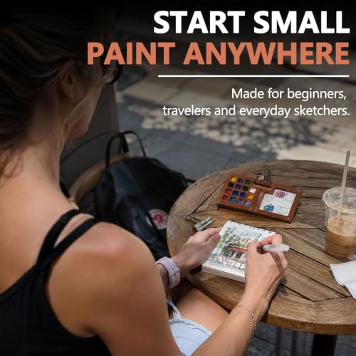 Mini Watercolor Travel Set, Mini Painting Kit, Pocket Palette, 24 Colors