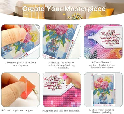 Axquilon 3 Pack Flowers Diamond Art Kits for Adults 12x16inch - color: 3 Pack Vase