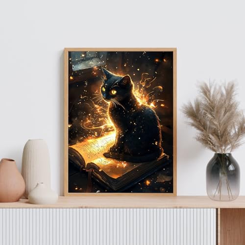Diamond Art Kits for Adults, 5D Magic Black Cat Diamond Painting Kit - color: TRTDNFDP1P07