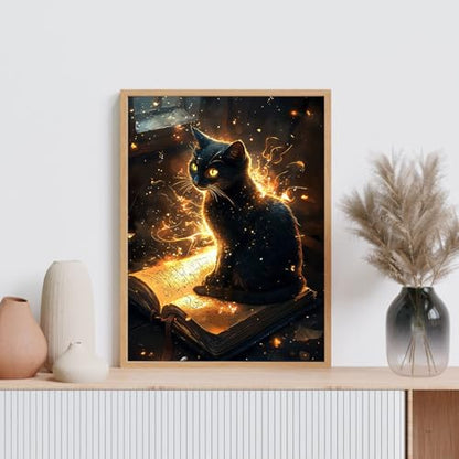 Diamond Art Kits for Adults, 5D Magic Black Cat Diamond Painting Kit - color: TRTDNFDP1P07