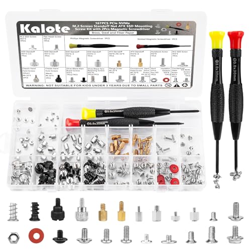 167 Pcs Computer Screw Kit, M.2 NVMe SSD Screws Set - color: 160Pcs Silver Pc Screws