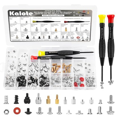 167 Pcs Computer Screw Kit, M.2 NVMe SSD Screws Set - color: 160Pcs Silver Pc Screws