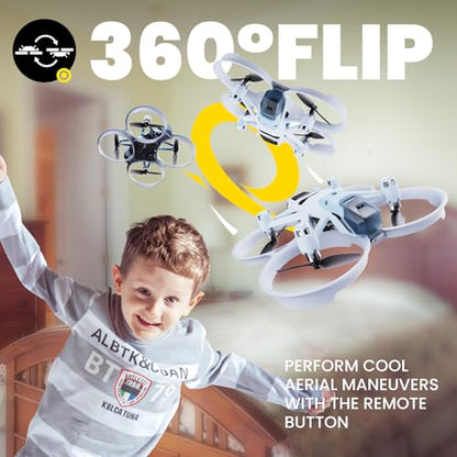 HISINGY Firefly EX Combo Toy Drones for Kids with Replacement Blade Propeller(4 pcs),2 Batteries,High Efficiency Battery Charger(Within 25 mins), Fun Mini Drones for Kids
