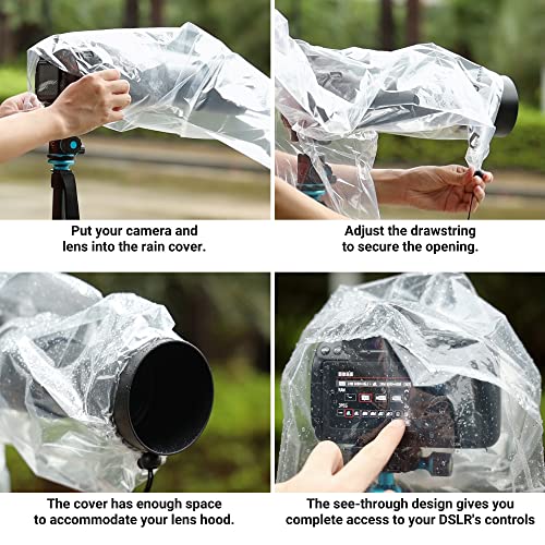 JJC Camera Rain Cover Sleeve for DSLR w/Lens up to 18", Waterproof, 2-Pack - color: 2-Pack