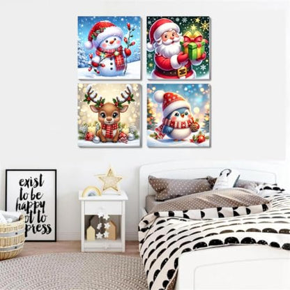 Ekuxom 4 Pack Christmas Paint by Numbers Kit for Adults Beginner with Frame - color: 4 Pack Christmas