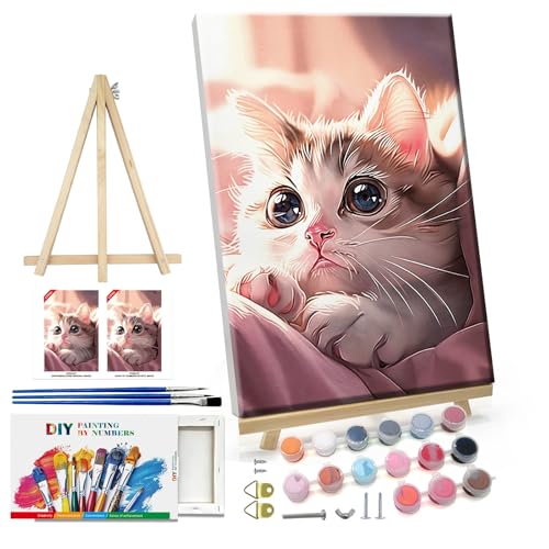 ATDMS Cat Paint by Numbers Kit for Adults with Frame, 8x12 Inch - color: Cat 237