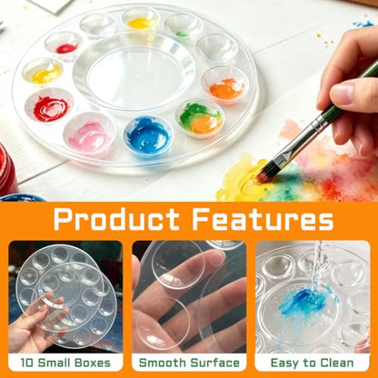 4 PCS Clear Paint Tray Palettes,Plastic Paint Pallets for Kids or Adults ﻿ - color: 4 Pcs Clear