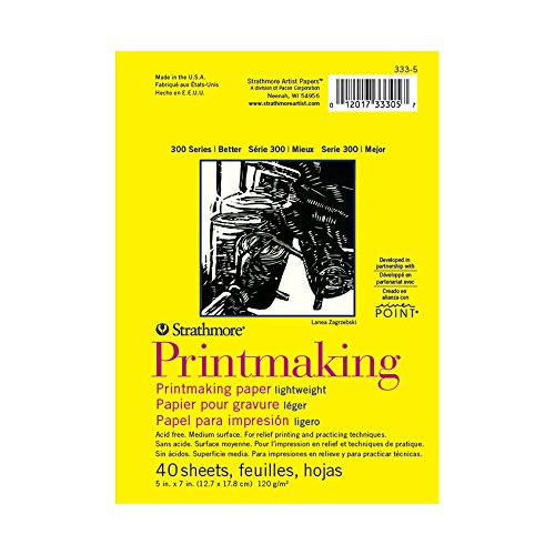 Strathmore 300 Series Glue Bound Printmaking Pad, Lightweight, 5 X 7 inches, White, 40 Sheets (333-5) - size: 5x7
