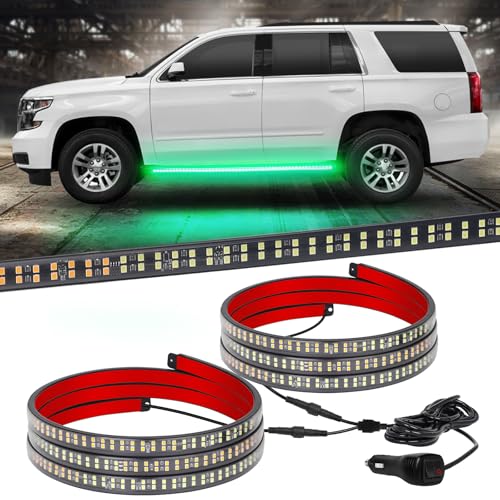 XRIDONSEN 2PCS 60 inch Running Board Strobe Lights Green Emergency Lights - color: Green