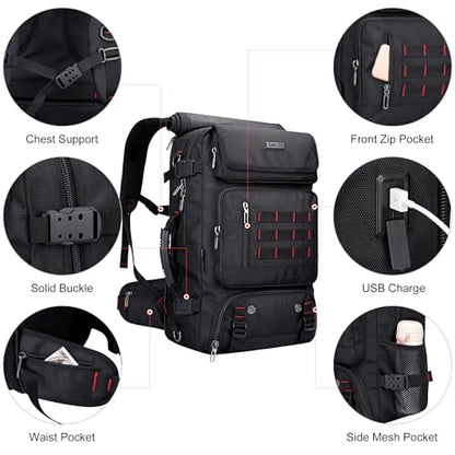 WITZMAN Carry on Travel Backpack for Men Airline Approved Fits 16" Laptop - color: 01.black