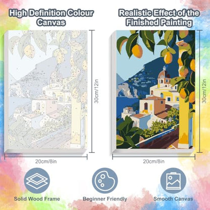 Lemon Tree Framed Paint by Numbers Kit for Adults Beginner 8x12 inch - color: Frame-OP-US10