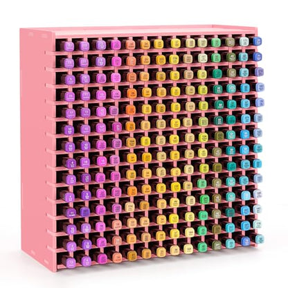 SANFURNEY 196 Slots Marker Organizer Art Marker Holder Pink