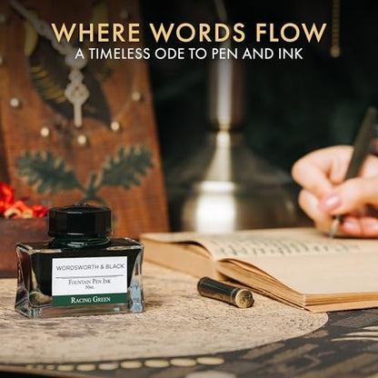 Wordsworth & Black Fountain Pen Ink Bottle, 50ml, Green, Smooth