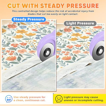 DIYSELF Rotary Cutter for Fabric, Fabric Cutter with 5 Rotary Blades 45 mm - color: Purple