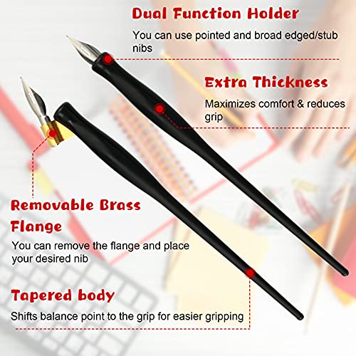 Zonon 2 Sets Oblique Calligraphy Dip Pen Set, Includes 2-in-1 Calligraphy