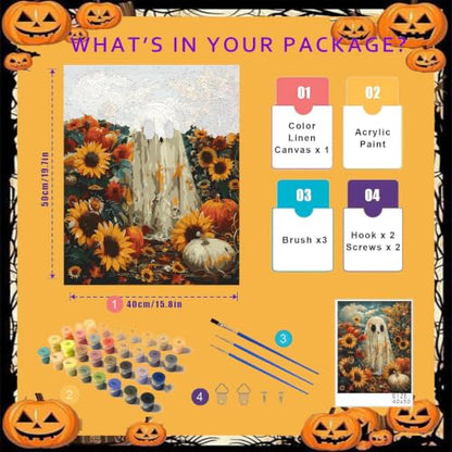 Paint by Numbers for Adults Ghosts, Halloween Paint by Number on Canvas - color: MT23076
