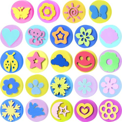 Outus 24 Pcs EVA Paint Stamps for Kids Paint Sponges Stamps for Crafting