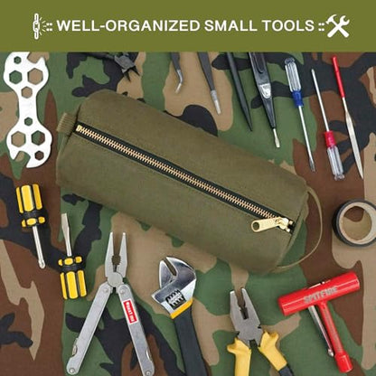Rough Enough Waxed Canvas Small Tool Pouch Bag, Army Green - color: Army Green