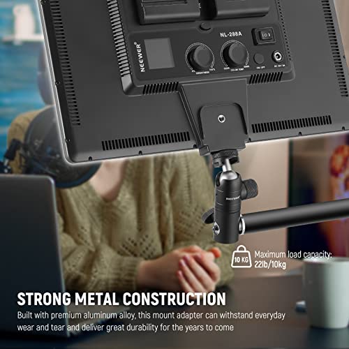NEEWER Light Stand Mount Adapter w Cold Shoe & 1/4" Screw Mini Ball Head - style: ST-GM06