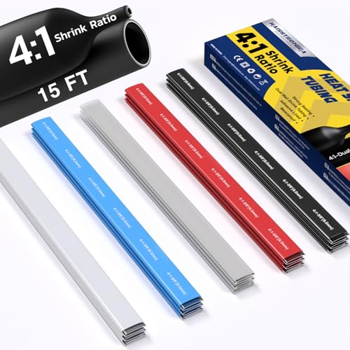 haisstronica 15Ft 4:1 Heat Shrink Tubing Kit 3/8" 5 Colors - size: 3/8"