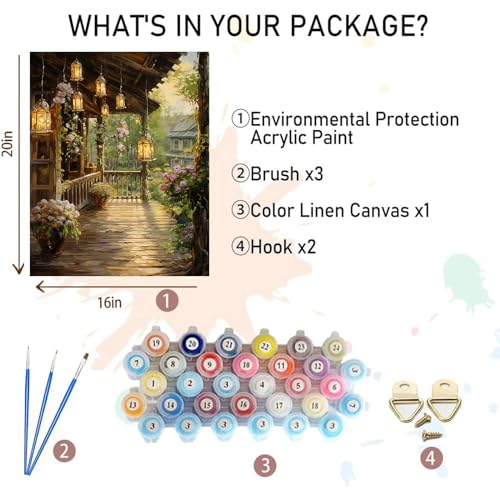 Landscape Paint by Numbers for Adults - Scenery Paint by Number on Canvas - color: MT12368