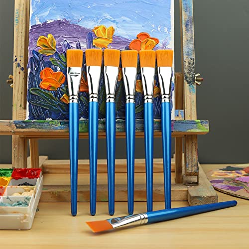 GACDR 1 Inch Flat Paint Brushes, 12 Bulk Acrylic Brushes for Watercolor - size: 1 inch 12 pieces