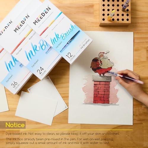 MEEDEN Liquid Watercolor Ink Brushes: 24 Basic with 12 Pearlecent Colors - color: 36 Colors Set