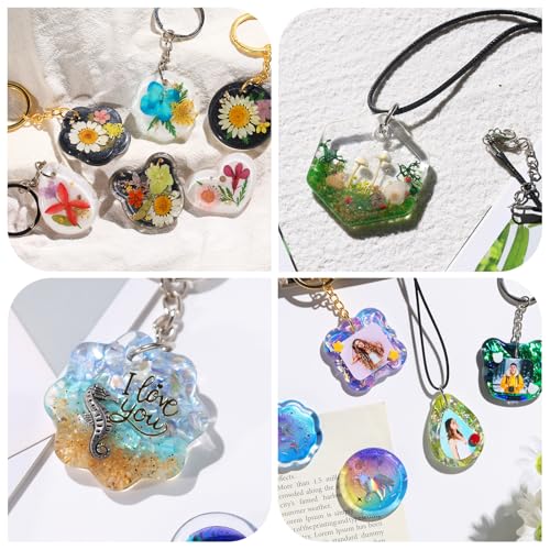 LET'S RESIN Keychain Resin Molds Silicone, 16 Cavity Pendant Casting Mold - color: Geometric Keychain Molds
