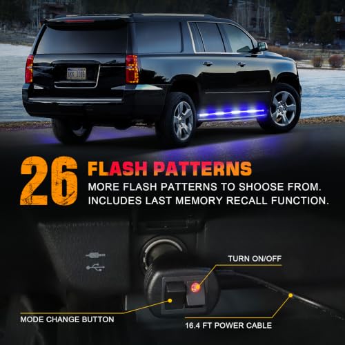 XRIDONSEN 2-Pack 70-inch Blue White Emergency Lights Running Board Lights - color: Blue/White