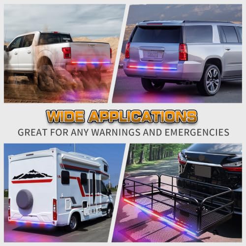 XRIDONSEN 48 inch Tailgate Strobe Light Strip 288 LED Rear Window Light Bar - color: Red/Blue