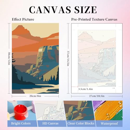 6 Pack Paint by Numbers Kit for Adults, National Park Canvas Painting Set - color: Park-1