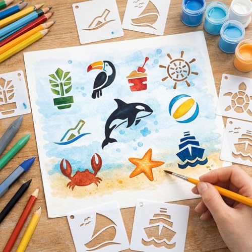 Fainne 100 Pcs 1.5 Inch Hawaii Theme Small Stencils for Crafts - style: Hawaii