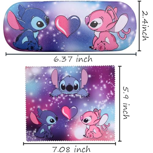 Cute Eyeglass Cases Hard Shell Storage Case Protective Box With Glasses Cloth Adjustable Glasses Strap Ear Grips Hook - color: Set-3