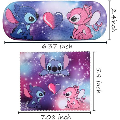 Cute Eyeglass Cases Hard Shell Storage Case Protective Box With Glasses Cloth Adjustable Glasses Strap Ear Grips Hook - color: Set-3