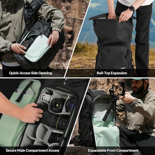 TARION Extra Large Camera Backpack 35L Expandable Rolltop XProber Black - style: Xprober Backpack
